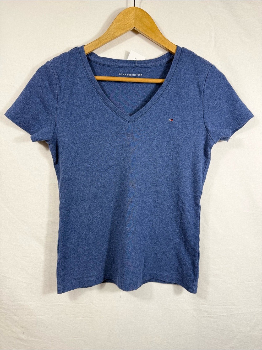Tommy Hilfiger Women's V-Neck Short Sleeve Tee - Denim Blue